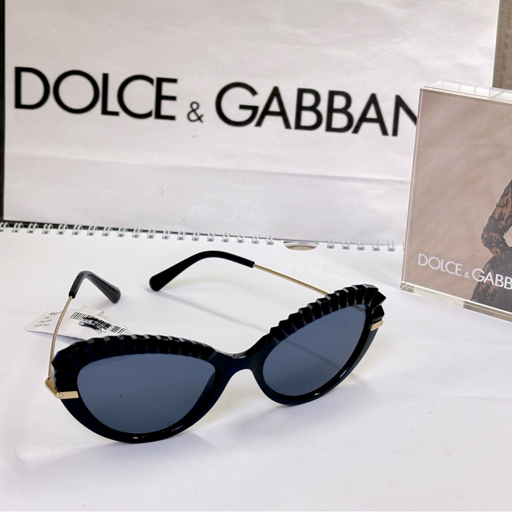New Dolce and Gabbana DG6133 3094/80 Opaline Blue Cat Eye Shape Sunglasses